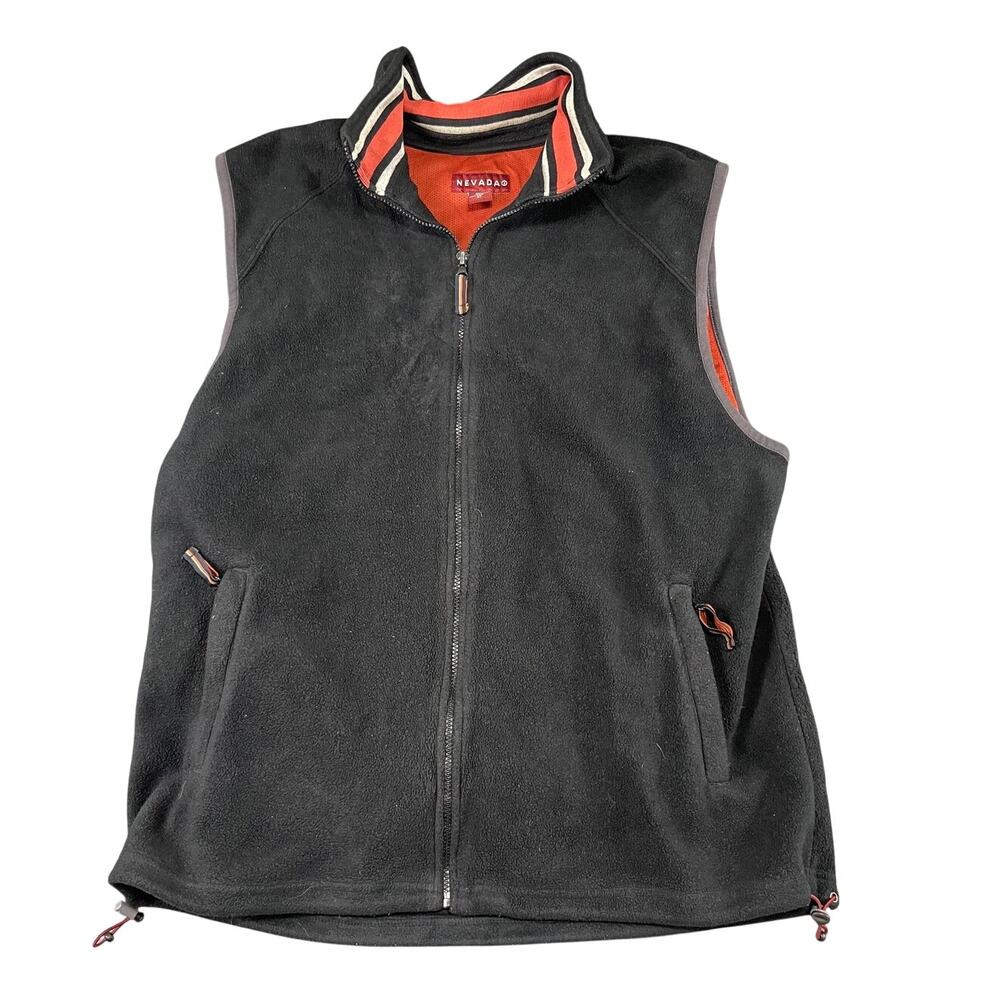 Nevada Gray Fleece Full Zip Vest XL Mens Orange Lined Sleeveless